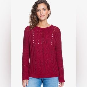 NWOT Roxy Burgundy Red Cable Knit Sweater